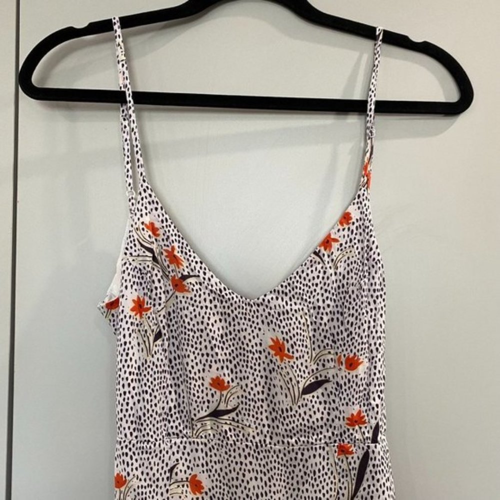 Urban Outfitters Floral Print Ruffle Trim Midi Dress Hi Low White Small - Picture 3 of 8